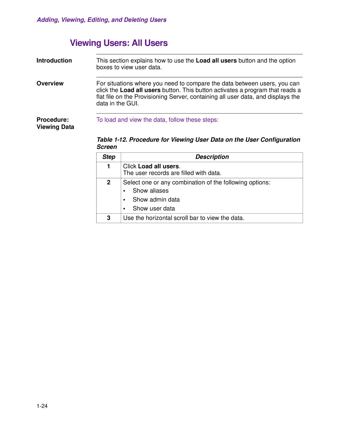 Cisco Systems 1.3.0 manual Viewing Users All Users, Screen 