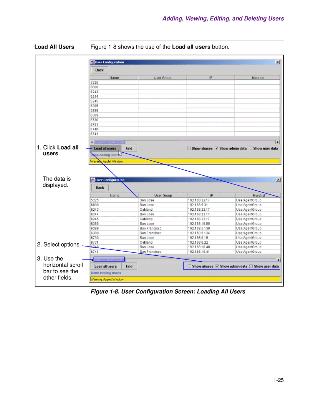 Cisco Systems 1.3.0 manual User Configuration Screen Loading All Users 