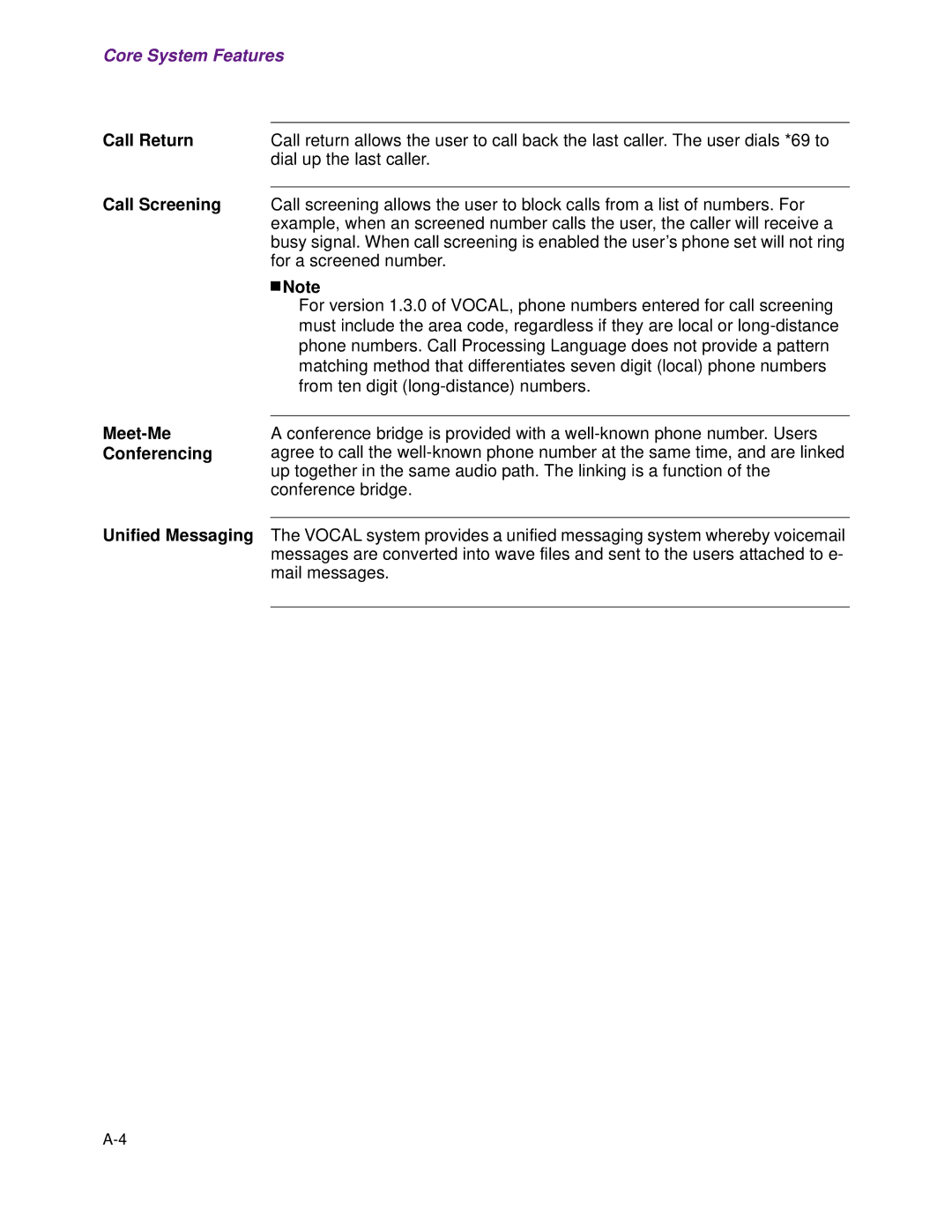 Cisco Systems 1.3.0 manual Call Return, Meet-Me, Conferencing, Unified Messaging 