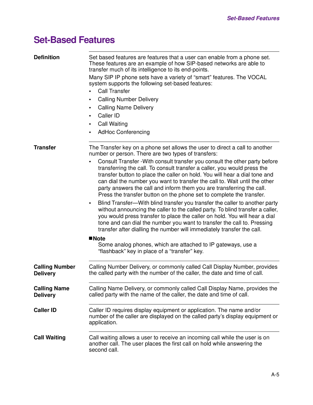 Cisco Systems 1.3.0 manual Set-Based Features 