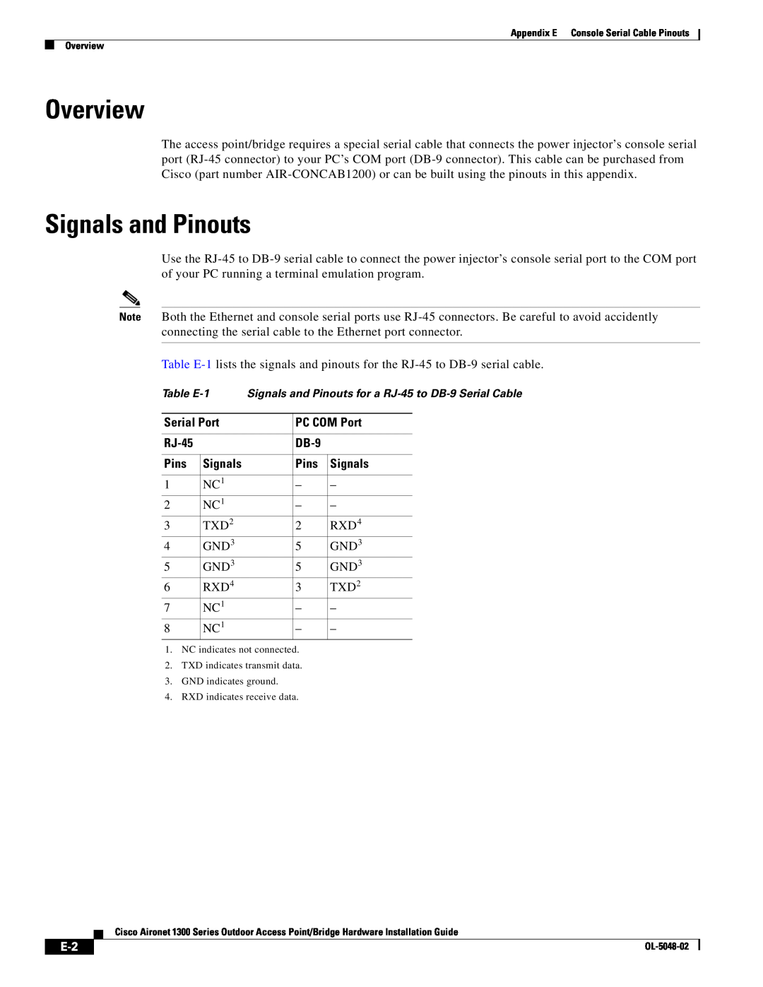 Cisco Systems 1300 Series manual Overview, Signals and Pinouts 