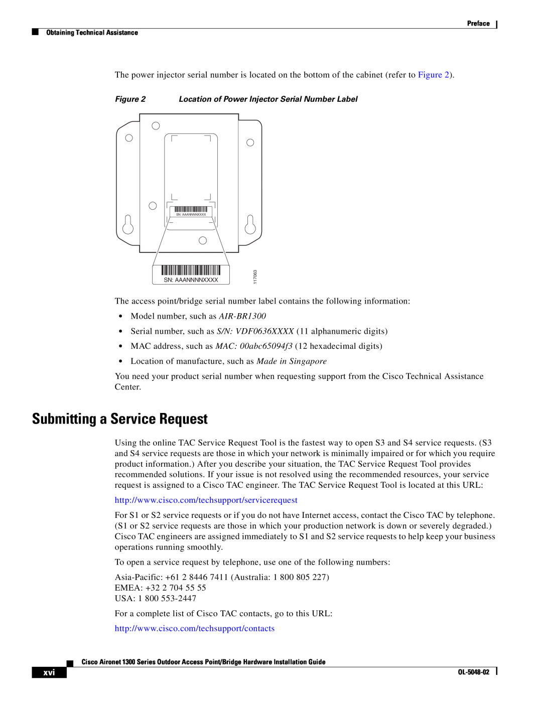 Cisco Systems 1300 Series manual Submitting a Service Request 