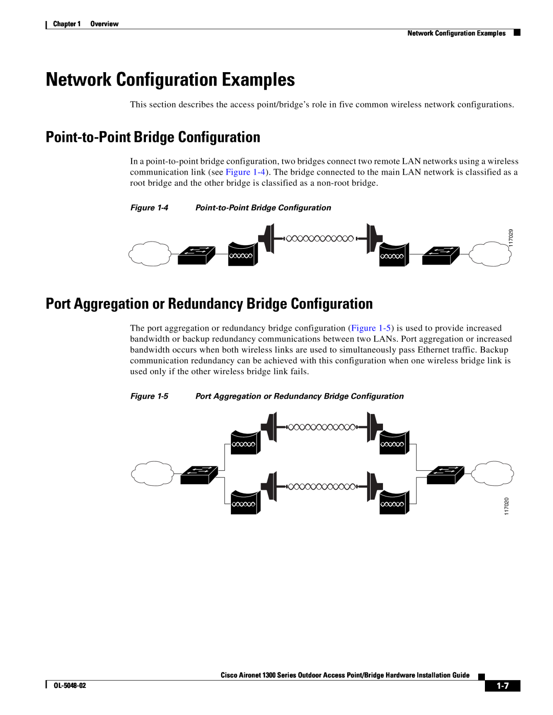 Cisco Systems 1300 Series manual Network Configuration Examples, Point-to-Point Bridge Configuration 