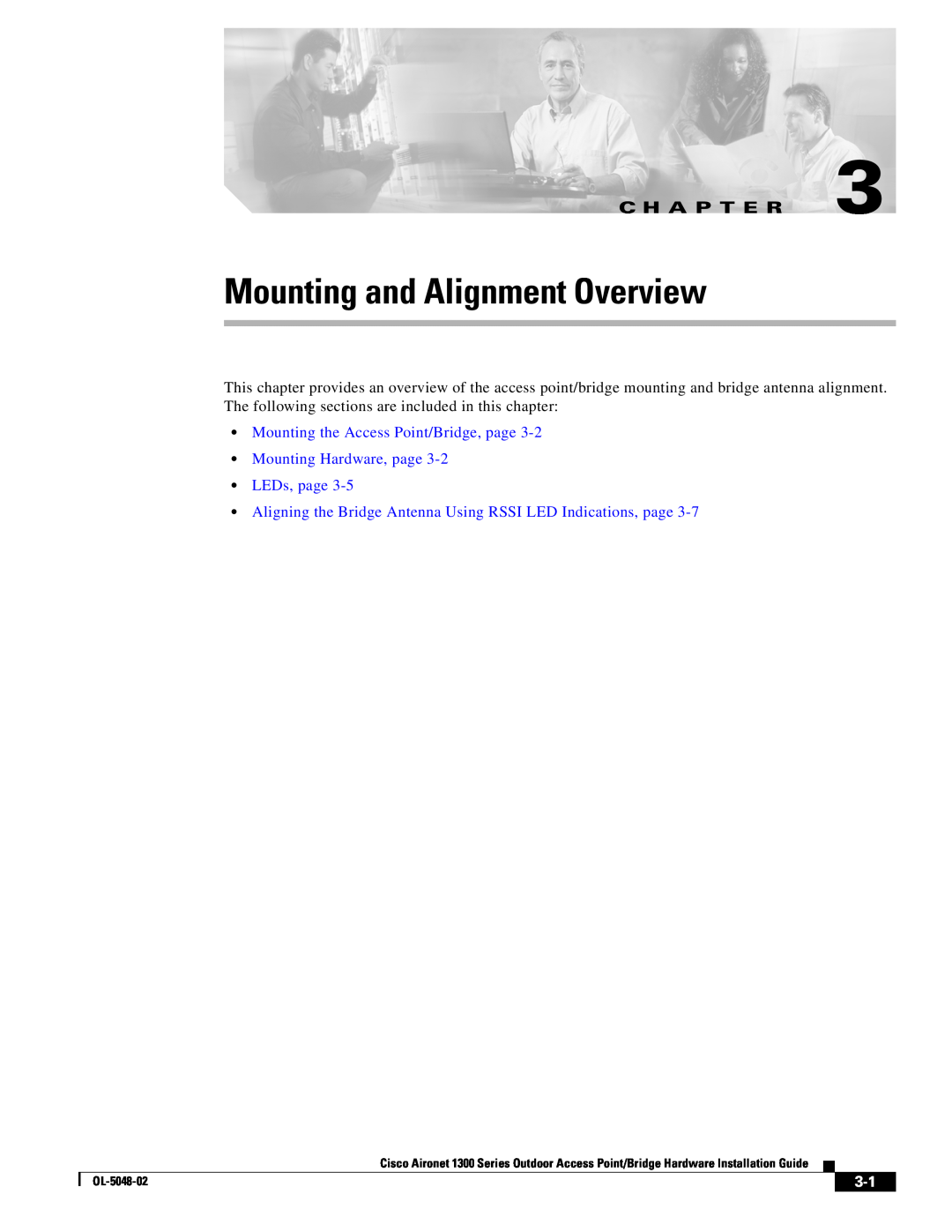 Cisco Systems 1300 Series Mounting and Alignment Overview, Mounting the Access Point/Bridge, page Mounting Hardware, page 