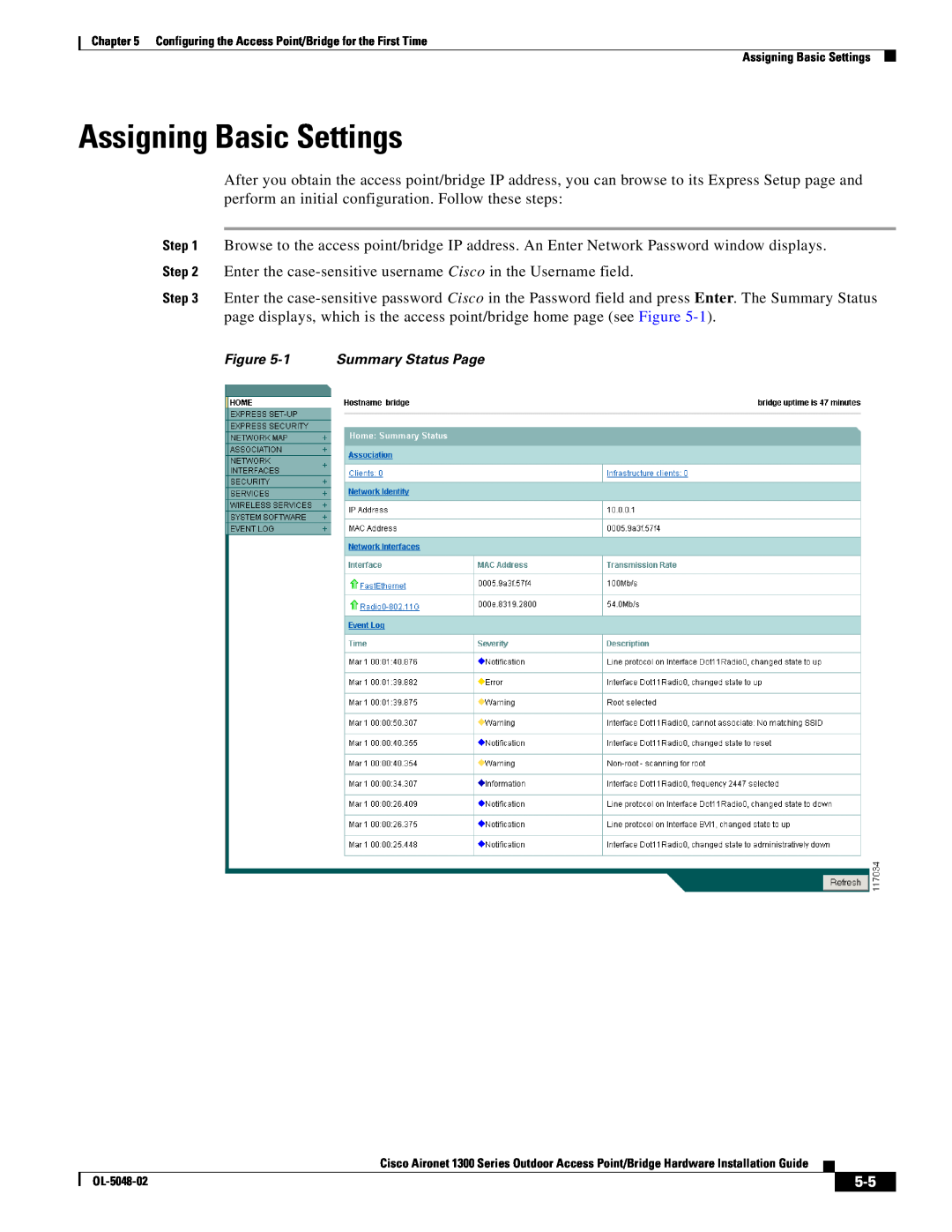 Cisco Systems 1300 Series manual Assigning Basic Settings 