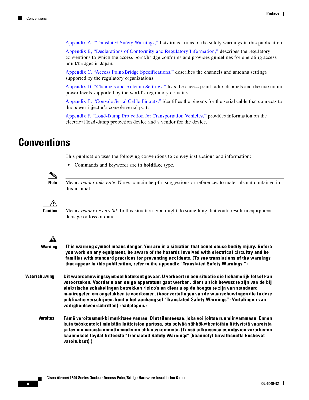 Cisco Systems 1300 Series manual Conventions 