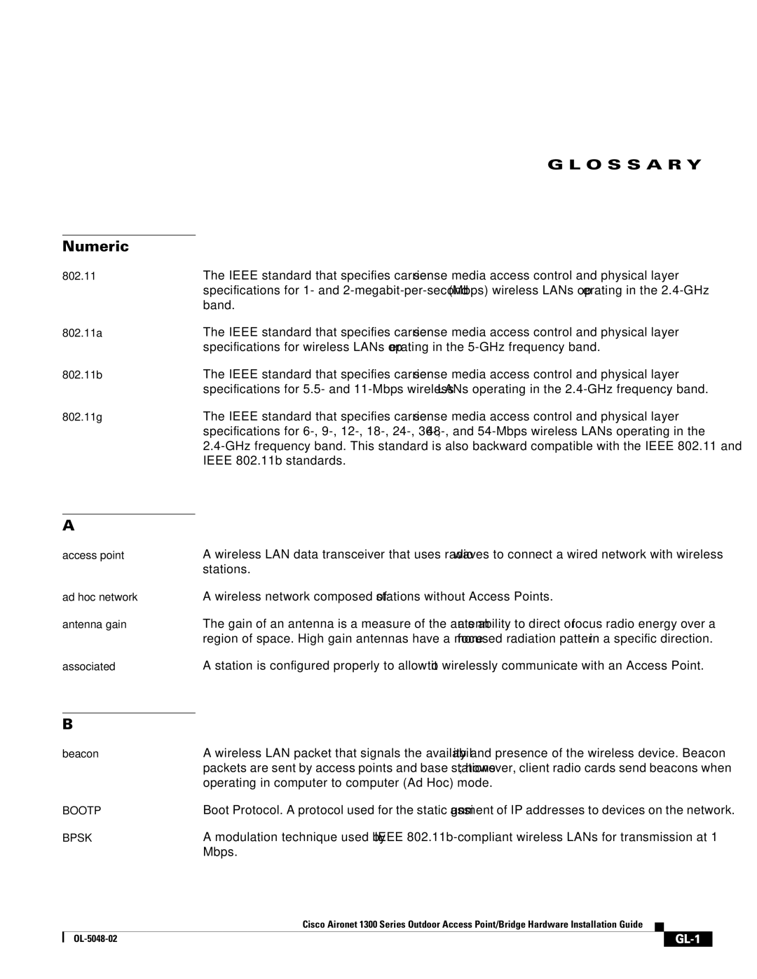 Cisco Systems 1300 Series manual Numeric 