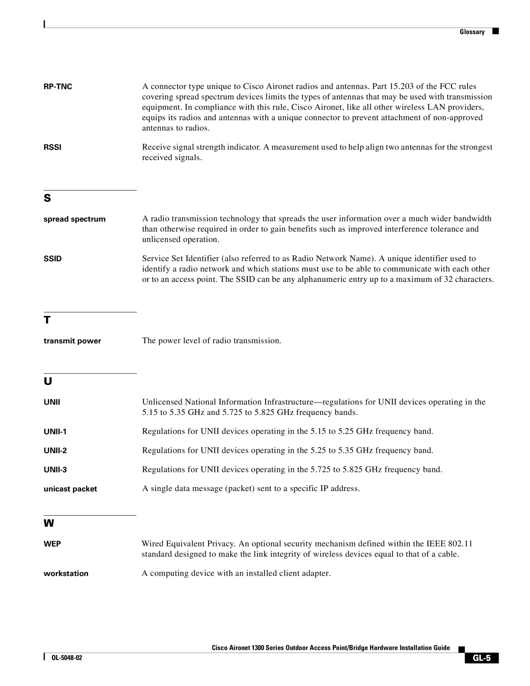 Cisco Systems 1300 Series manual GL-5 