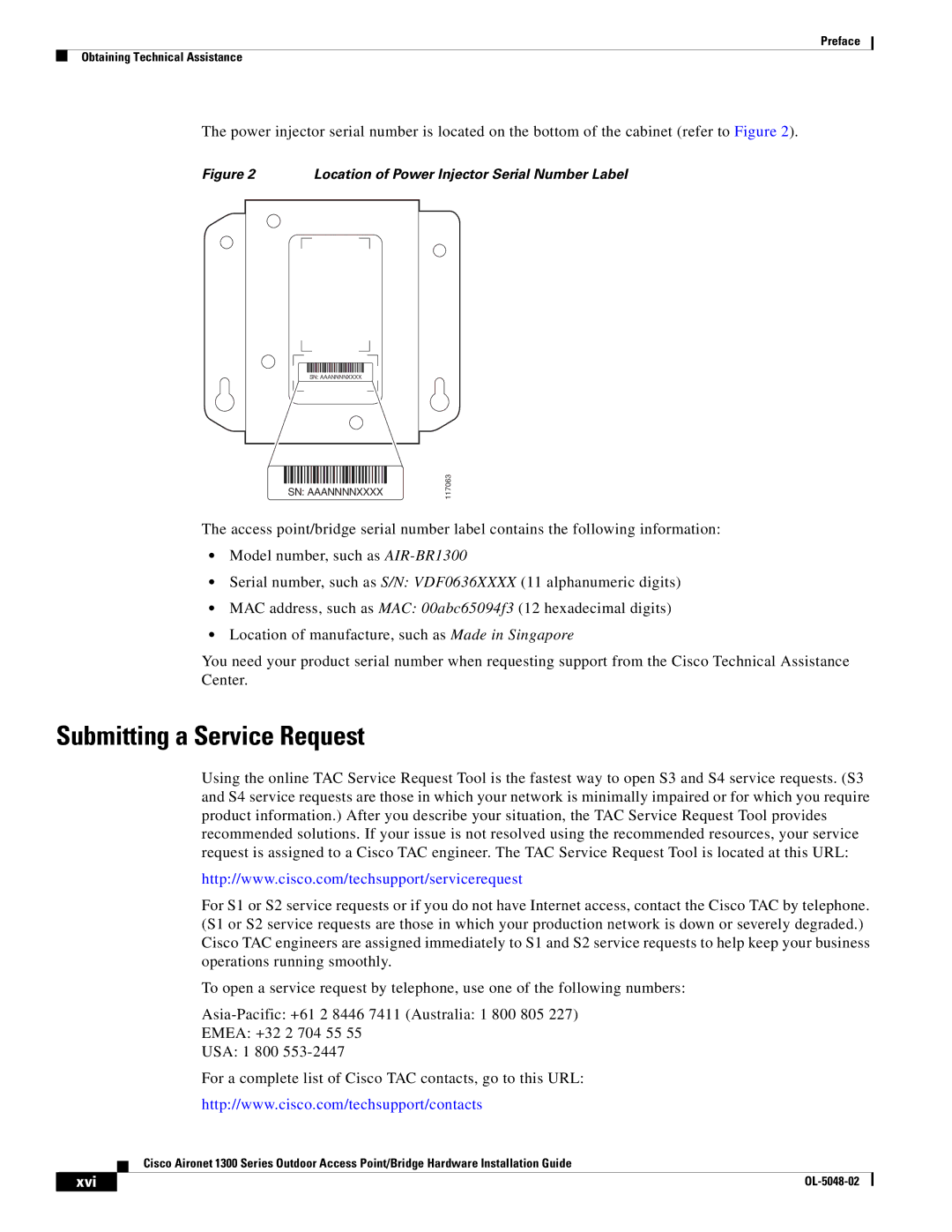 Cisco Systems 1300 Series manual Submitting a Service Request 