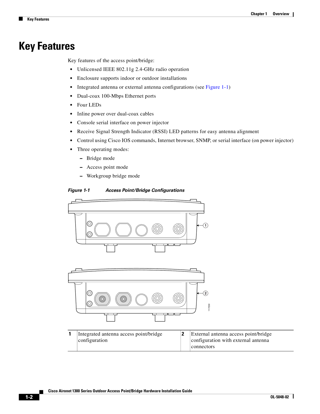 Cisco Systems 1300 Series manual Key Features, Access Point/Bridge Configurations 