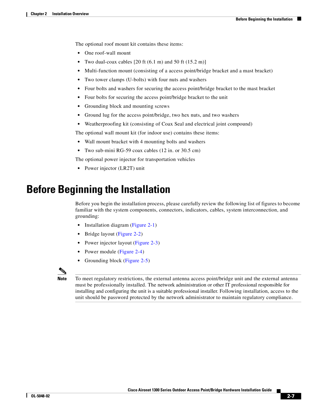 Cisco Systems 1300 Series manual Before Beginning the Installation 