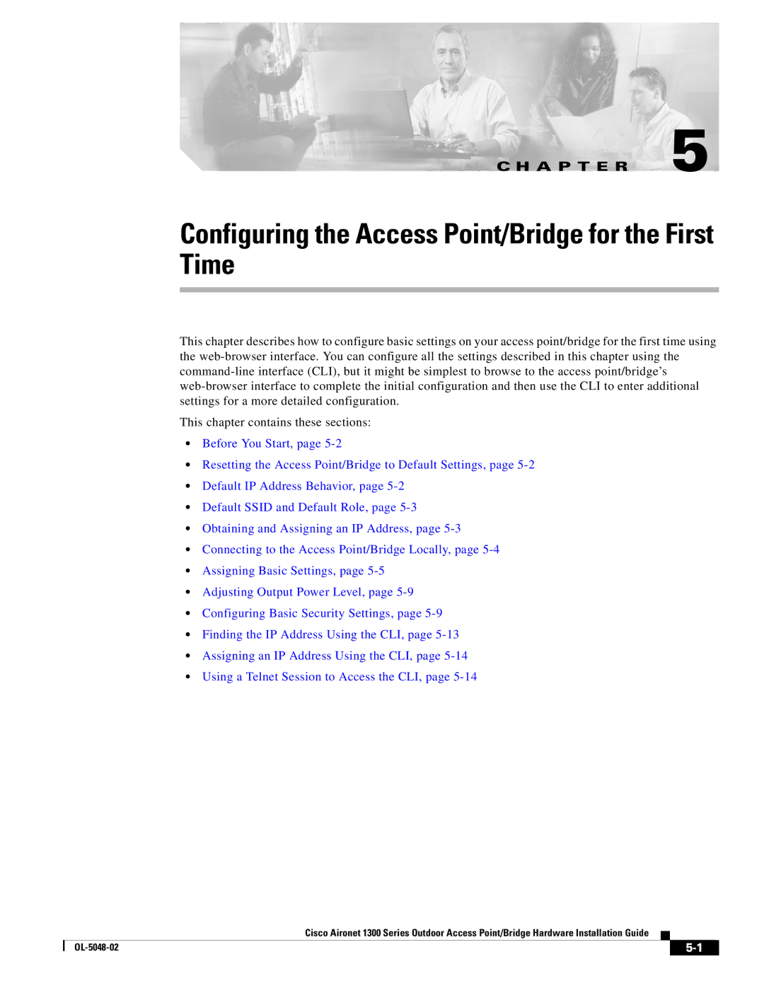 Cisco Systems 1300 Series manual Configuring the Access Point/Bridge for the First Time 