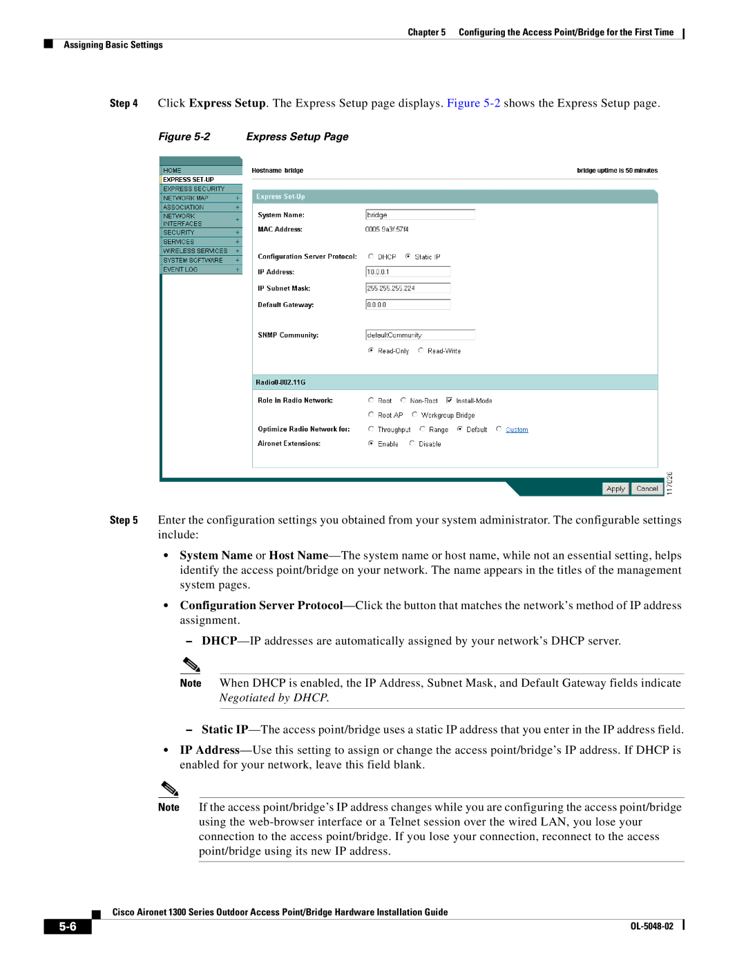 Cisco Systems 1300 Series manual Express Setup 