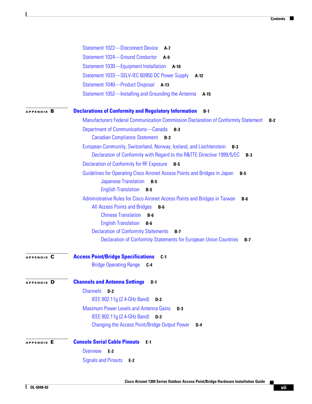 Cisco Systems 1300 Series manual Channels 