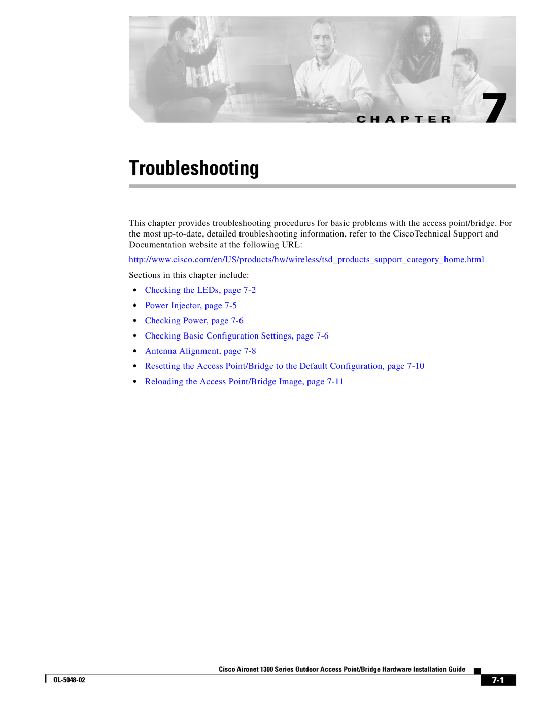 Cisco Systems 1300 Series manual Troubleshooting 