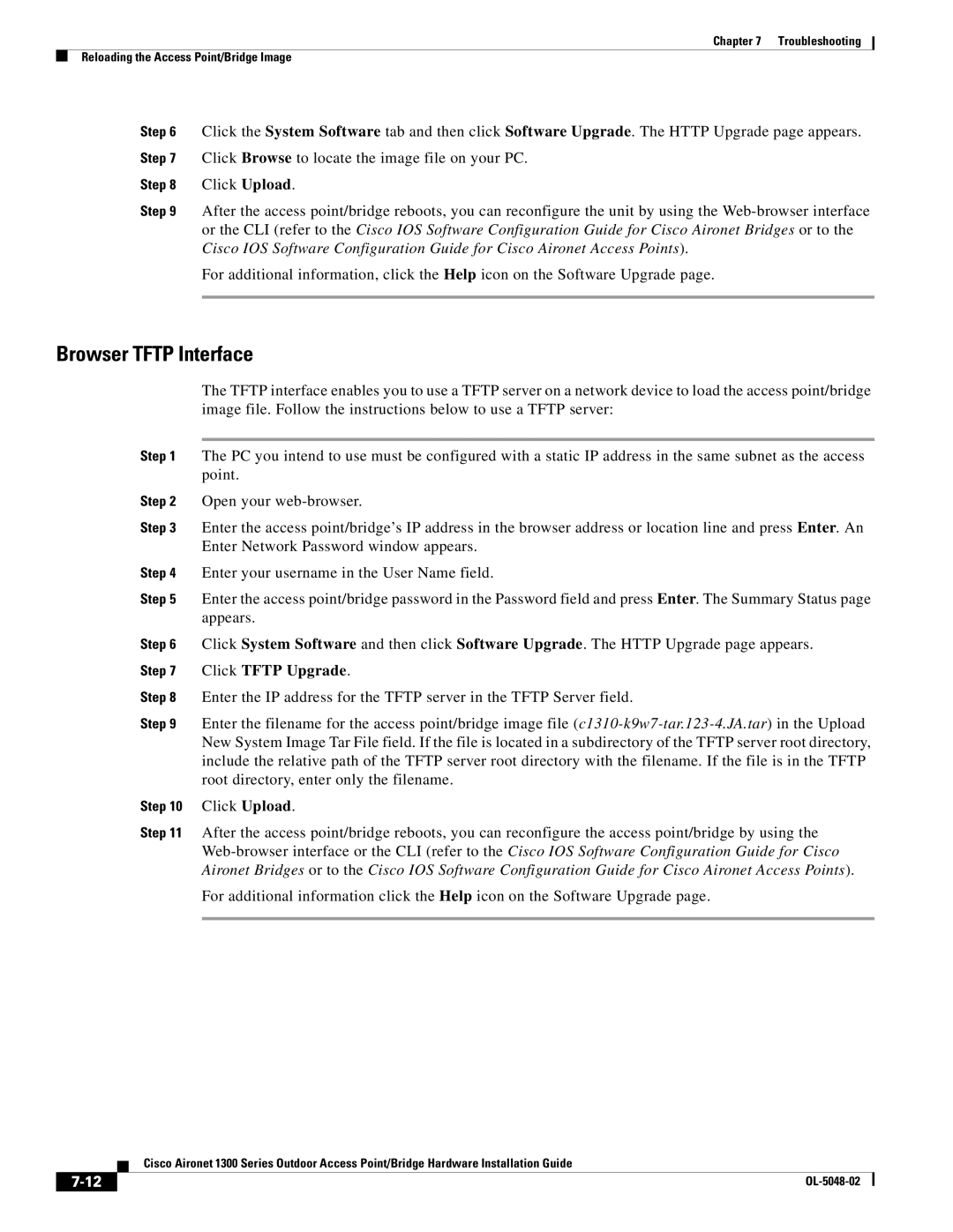 Cisco Systems 1300 Series manual Browser Tftp Interface 