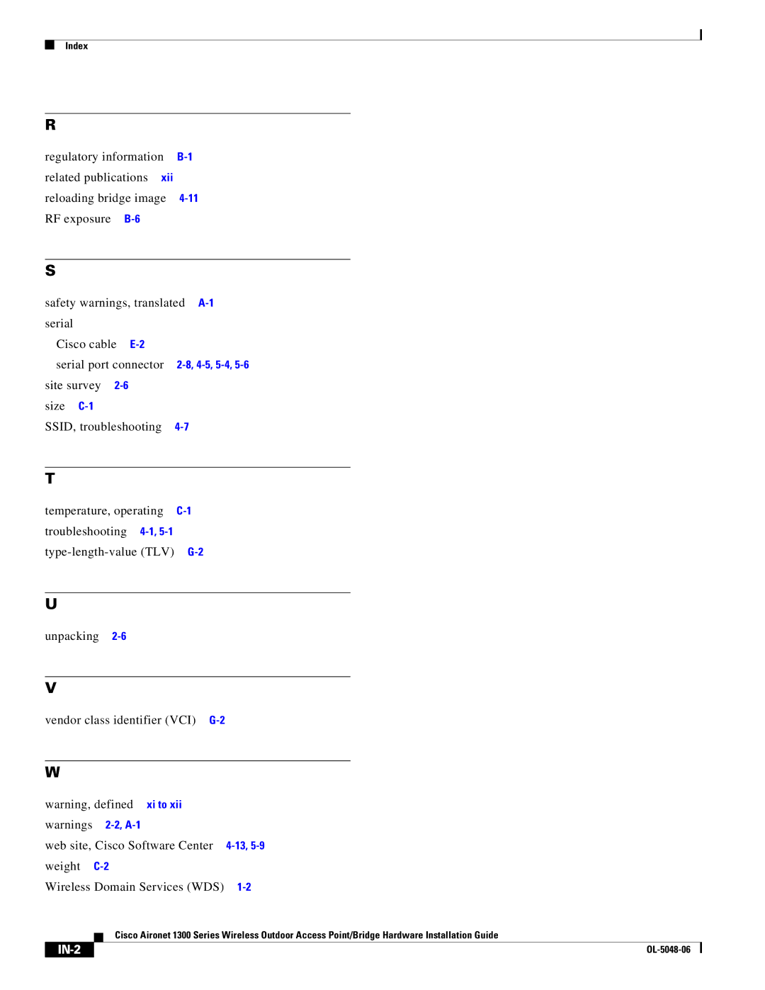 Cisco Systems 1300 manual Site survey Size C-1 SSID, troubleshooting, IN-2 