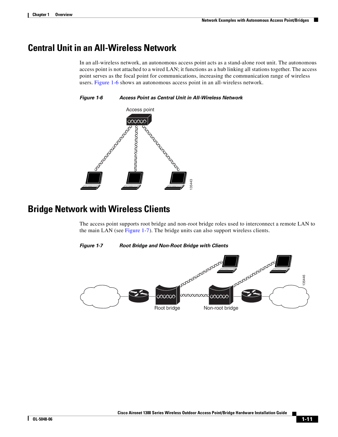 Cisco Systems 1300 manual Central Unit in an All-Wireless Network, Bridge Network with Wireless Clients 