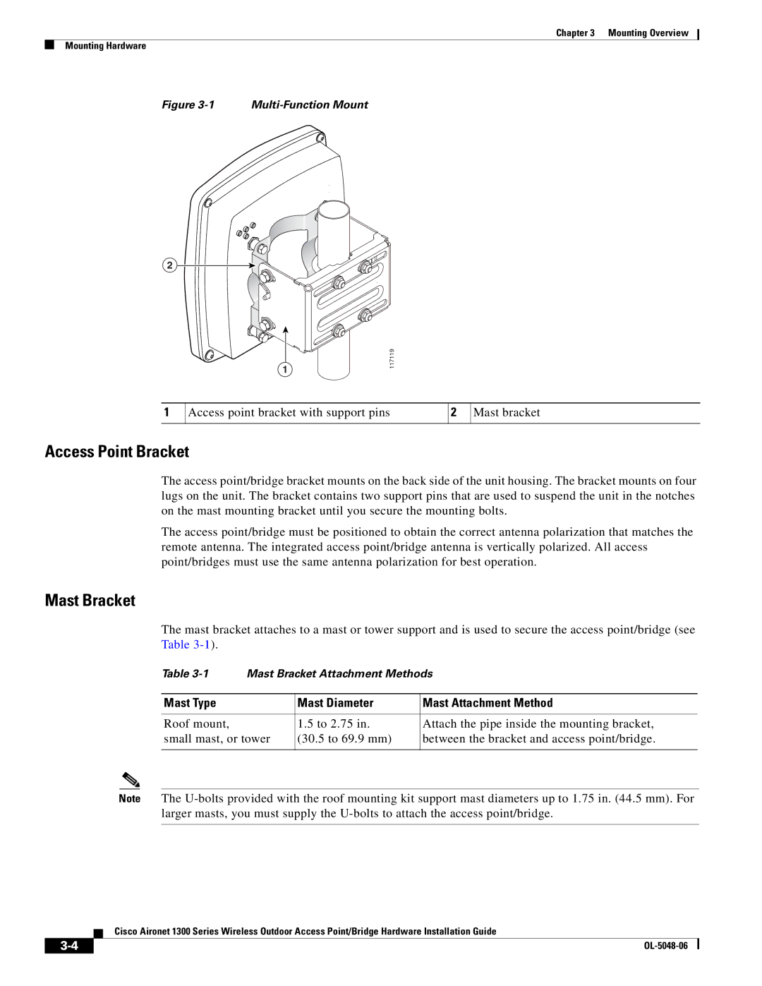 Cisco Systems 1300 manual Access Point Bracket 