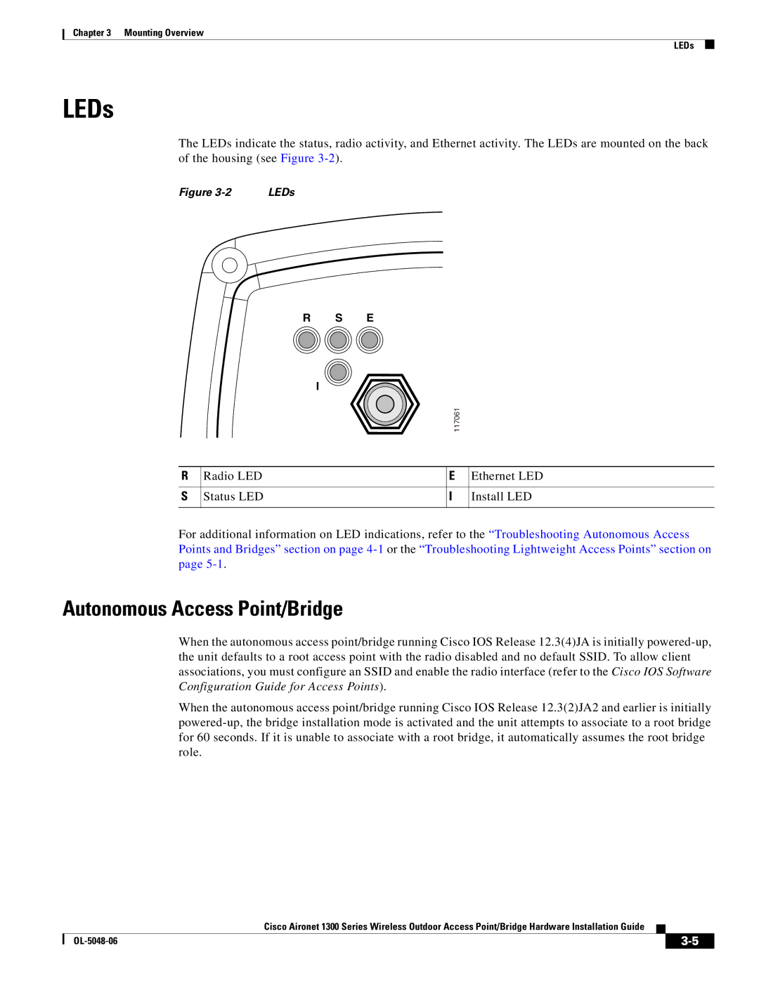 Cisco Systems 1300 manual LEDs, Autonomous Access Point/Bridge 