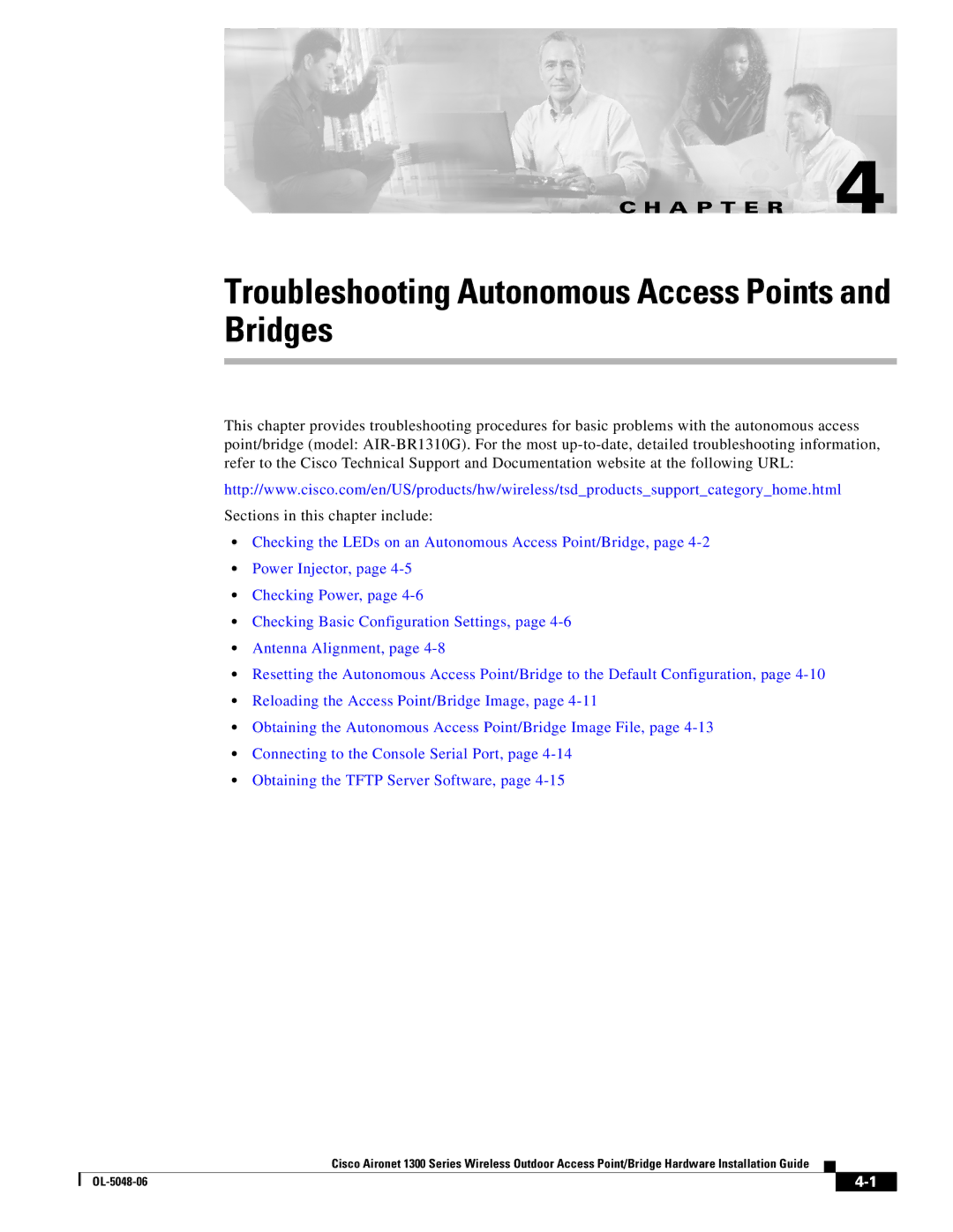 Cisco Systems 1300 manual Troubleshooting Autonomous Access Points and Bridges 