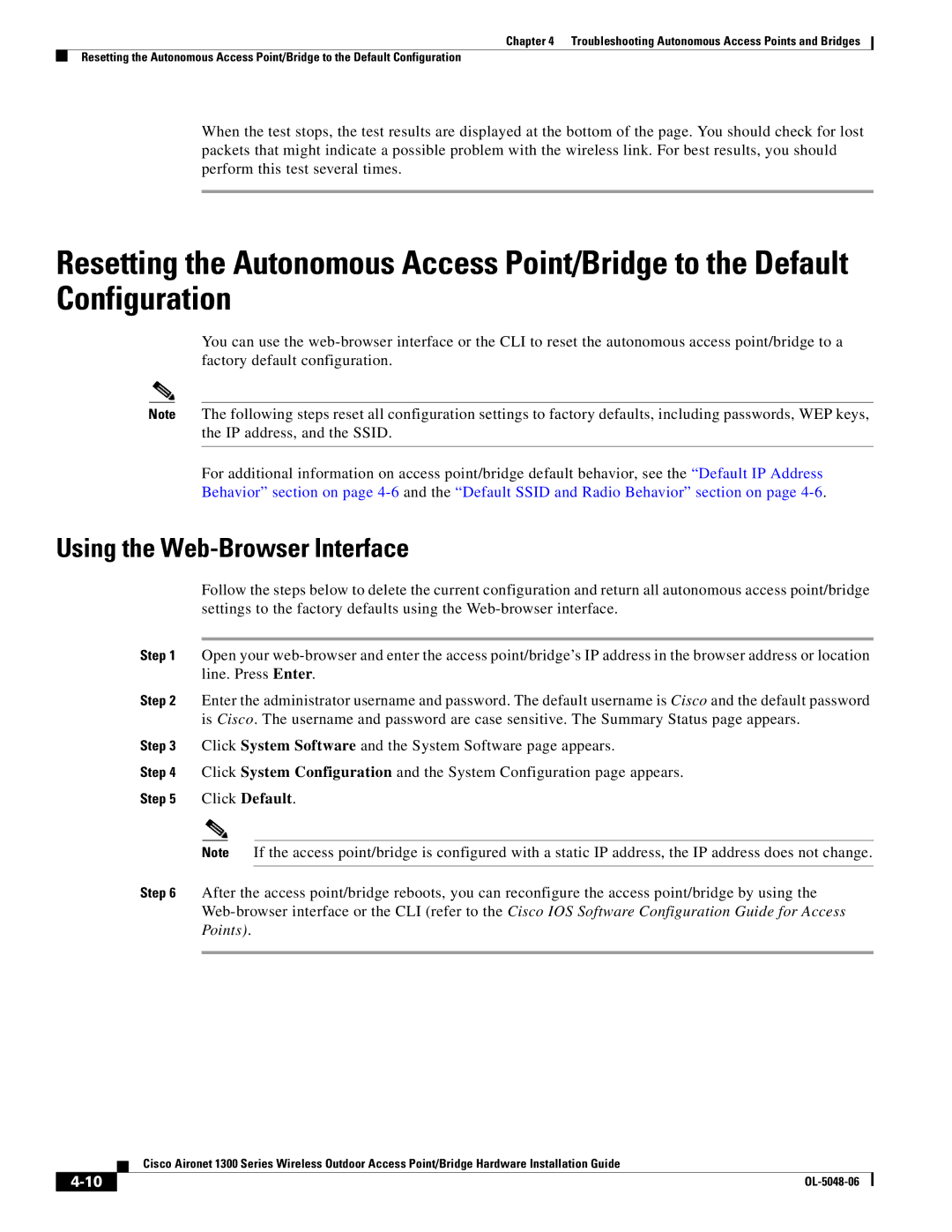 Cisco Systems 1300 manual Using the Web-Browser Interface 