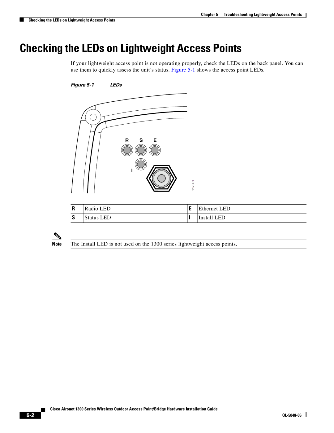 Cisco Systems 1300 manual Checking the LEDs on Lightweight Access Points 