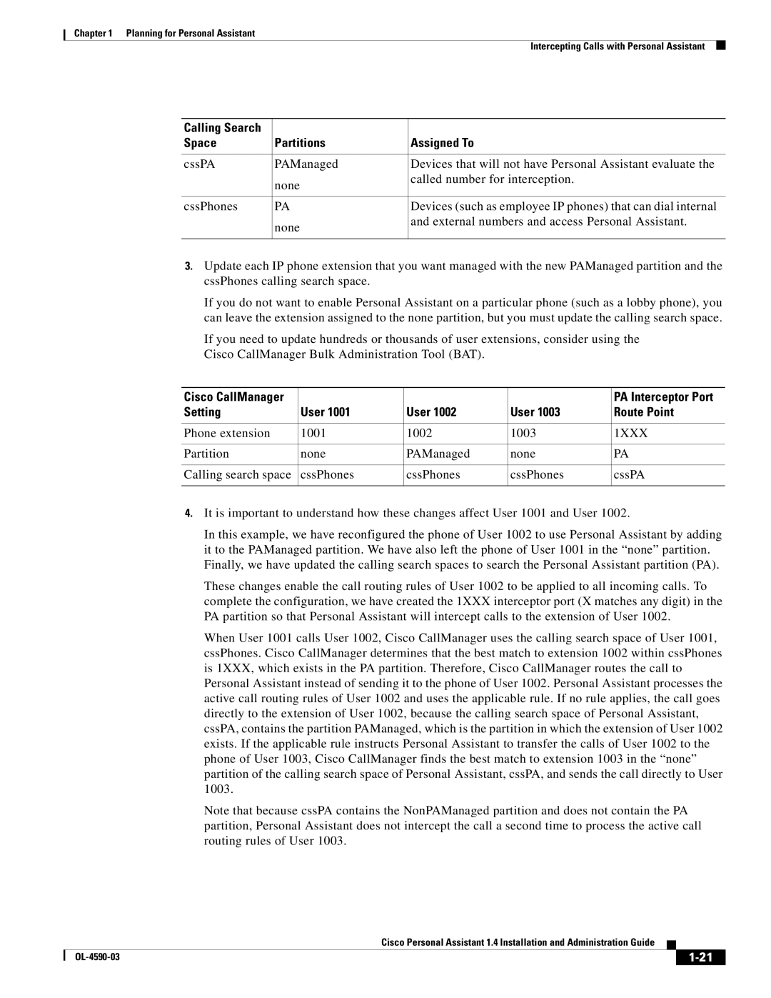 Cisco Systems 1.4 manual Space Partitions Assigned To 