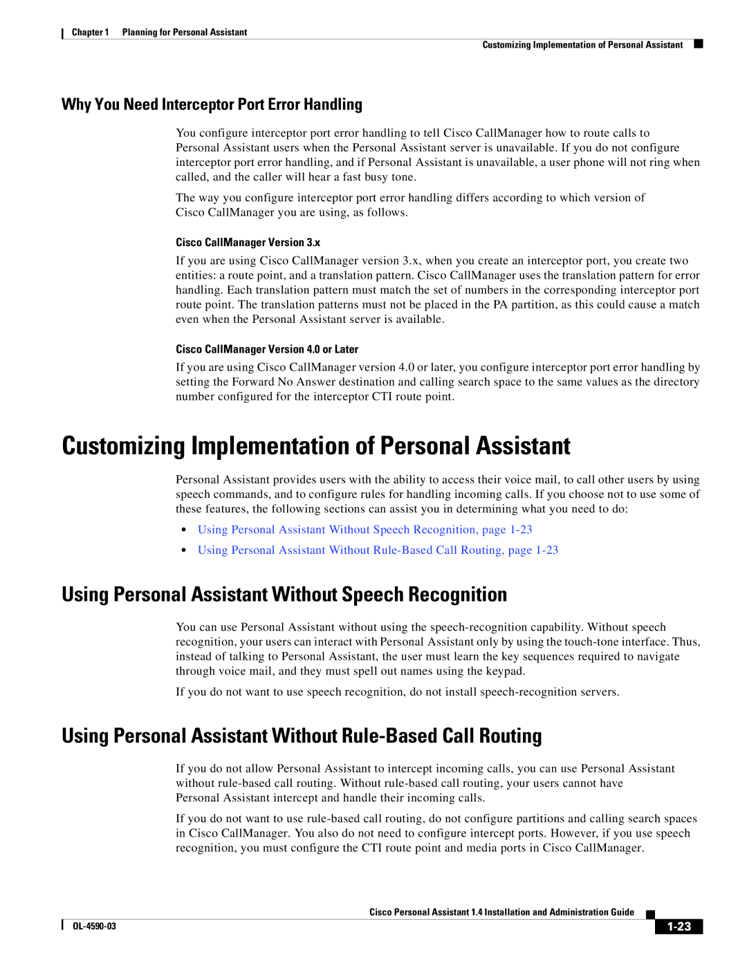 Cisco Systems 1.4 Customizing Implementation of Personal Assistant, Using Personal Assistant Without Speech Recognition 