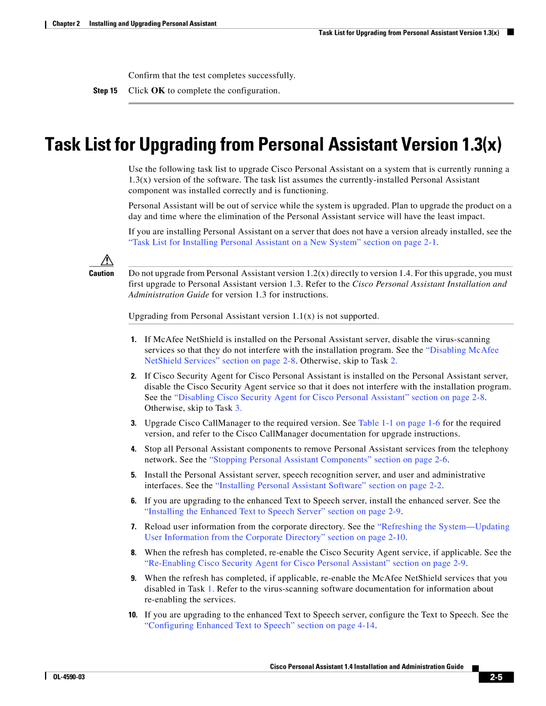 Cisco Systems 1.4 manual Task List for Upgrading from Personal Assistant Version 