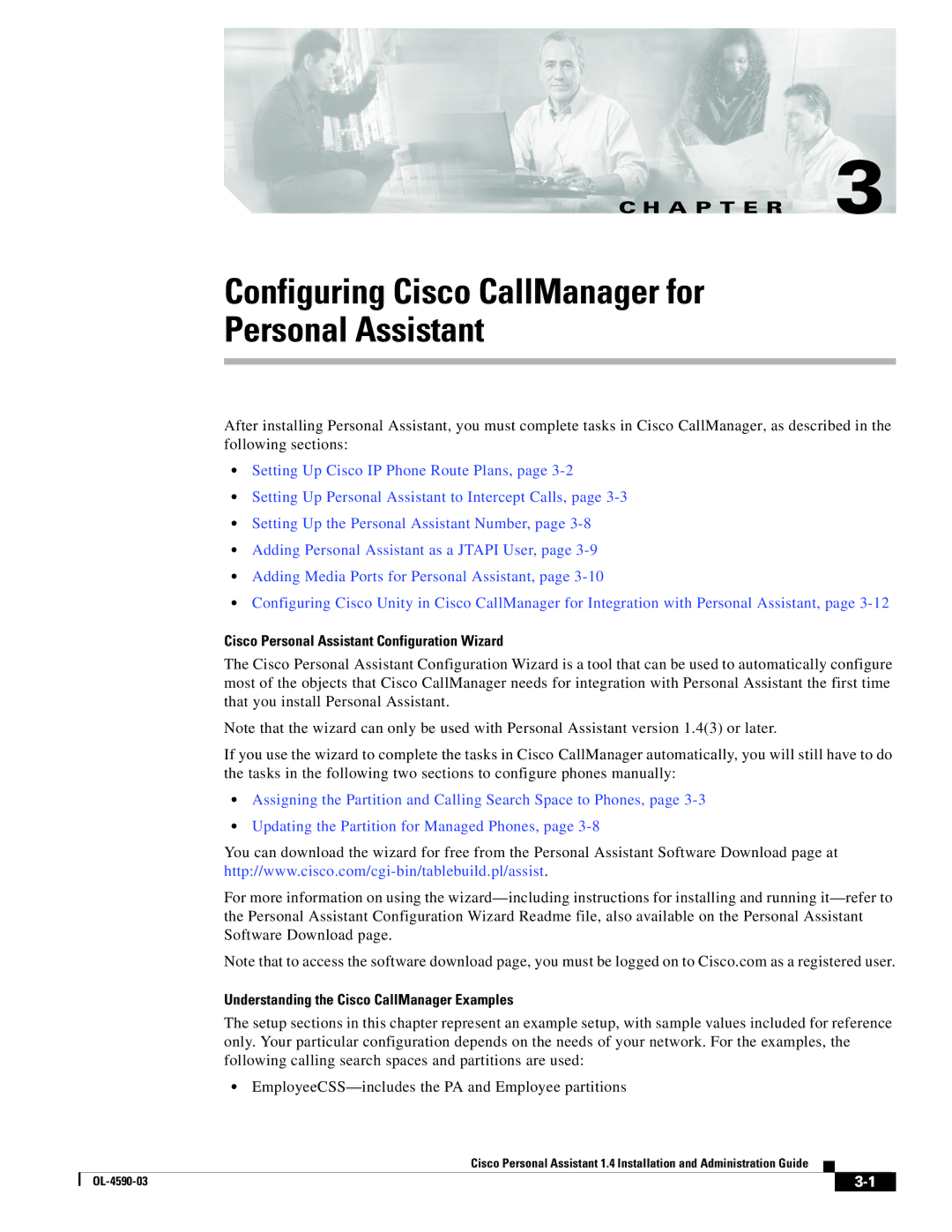 Cisco Systems 1.4 manual Cisco Personal Assistant Configuration Wizard, Understanding the Cisco CallManager Examples 