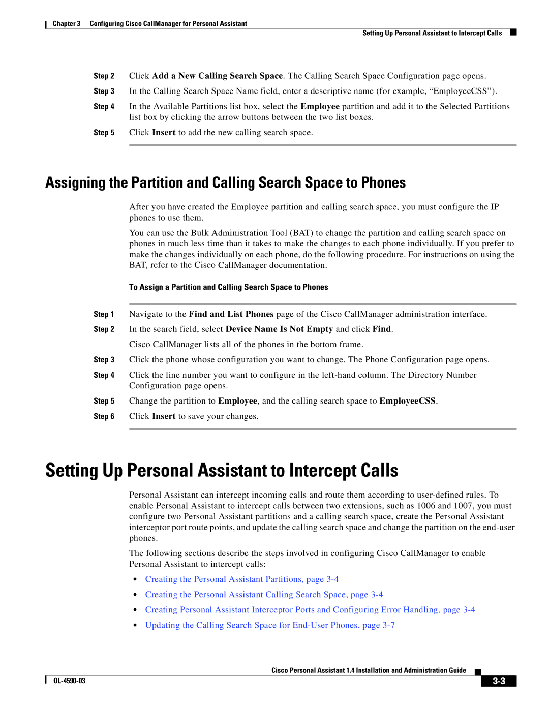 Cisco Systems 1.4 manual Setting Up Personal Assistant to Intercept Calls 