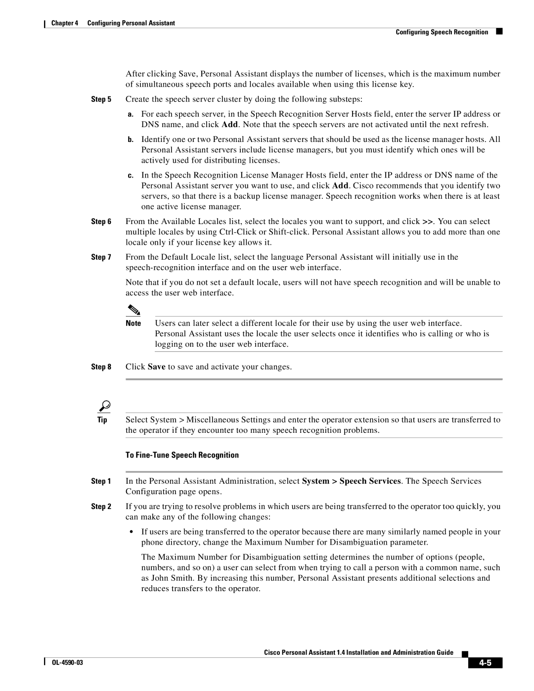 Cisco Systems 1.4 manual To Fine-Tune Speech Recognition 