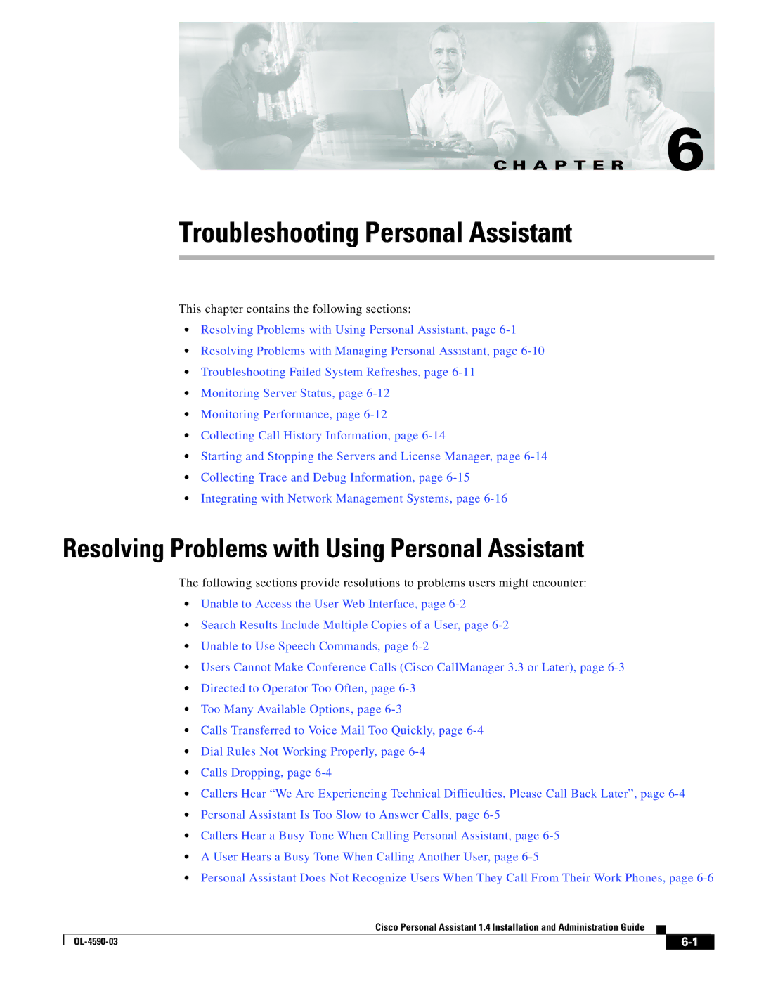 Cisco Systems 1.4 manual Troubleshooting Personal Assistant, Resolving Problems with Using Personal Assistant 