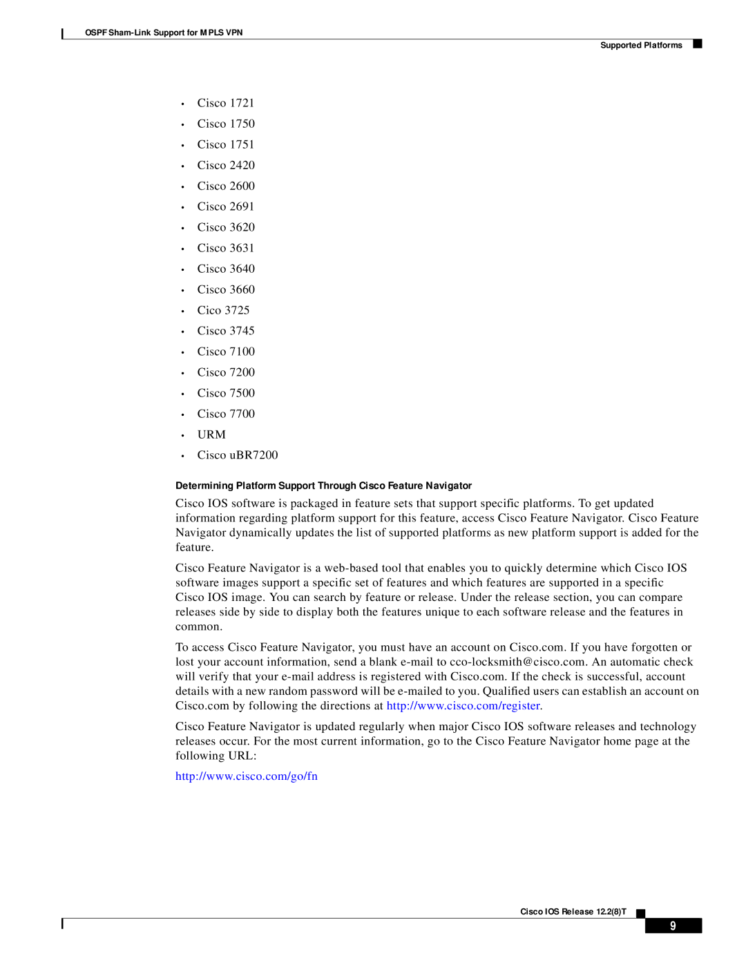 Cisco Systems 1400 series, 1600R manual Determining Platform Support Through Cisco Feature Navigator 
