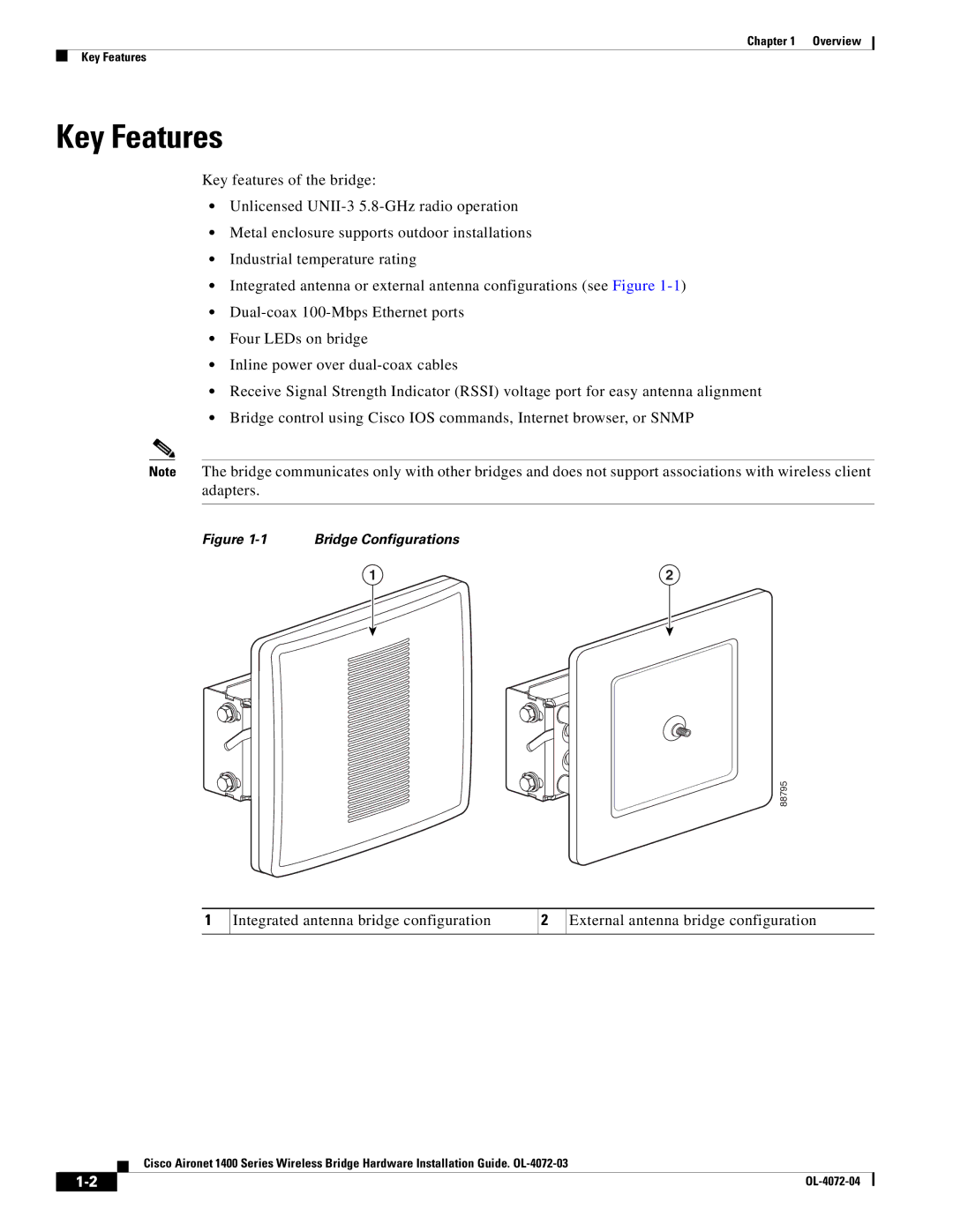 Cisco Systems 1400 manual Key Features, Bridge Configurations 