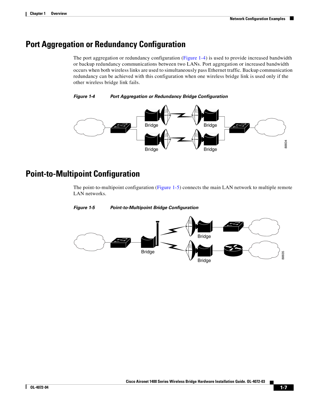 Cisco Systems 1400 manual Port Aggregation or Redundancy Configuration, Point-to-Multipoint Configuration 