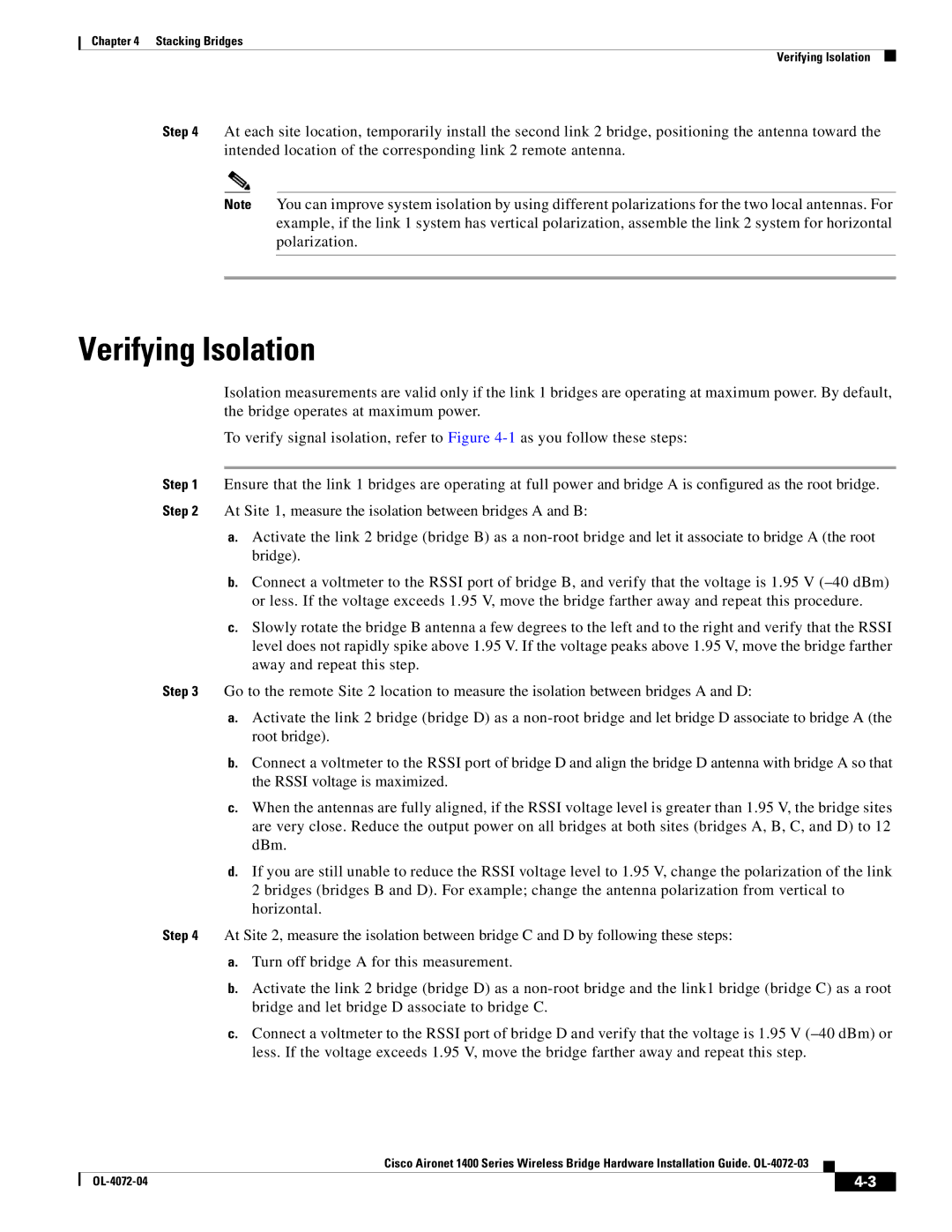 Cisco Systems 1400 manual Verifying Isolation 