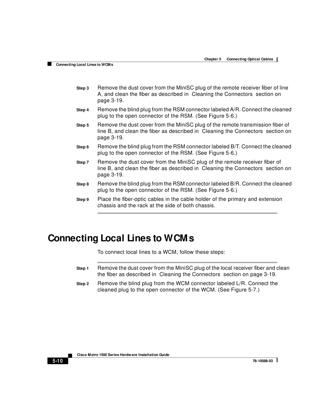 Cisco Systems 1500 manual Connecting Local Lines to WCMs 