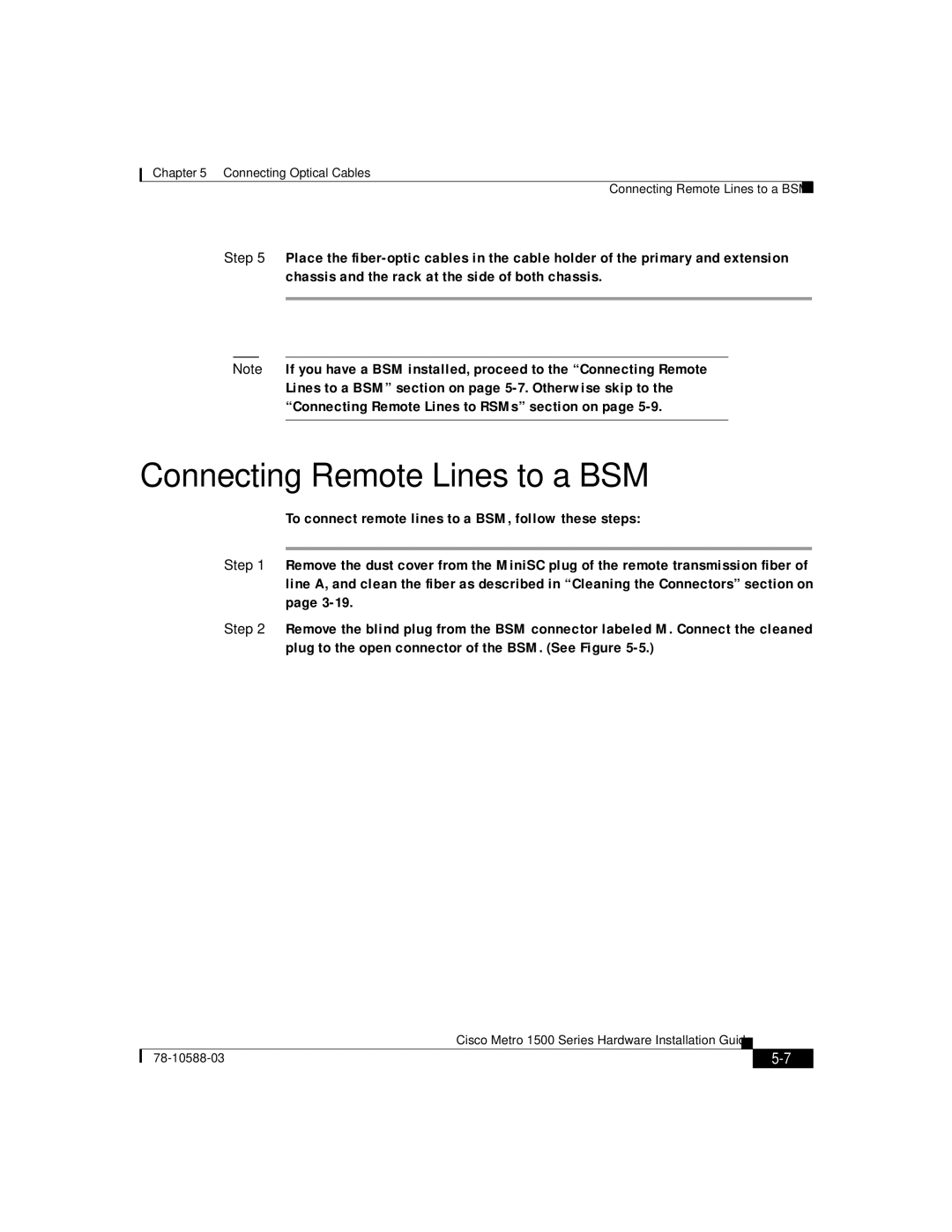 Cisco Systems 1500 manual Connecting Remote Lines to a BSM 