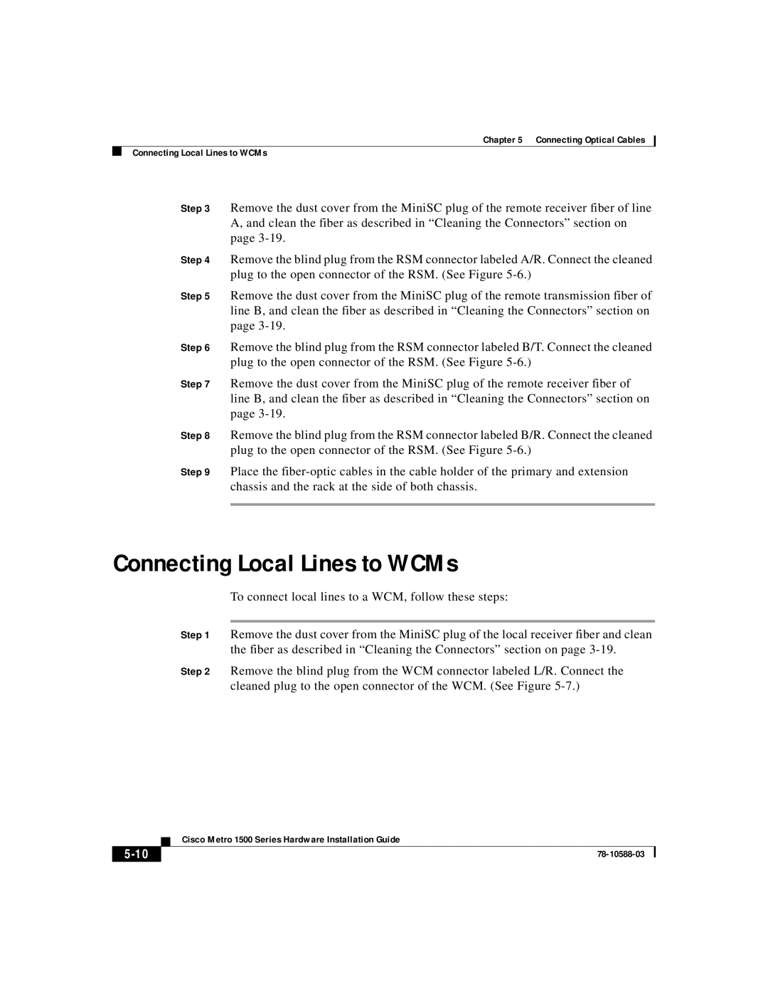 Cisco Systems 1500 manual Connecting Local Lines to WCMs, 5-10 