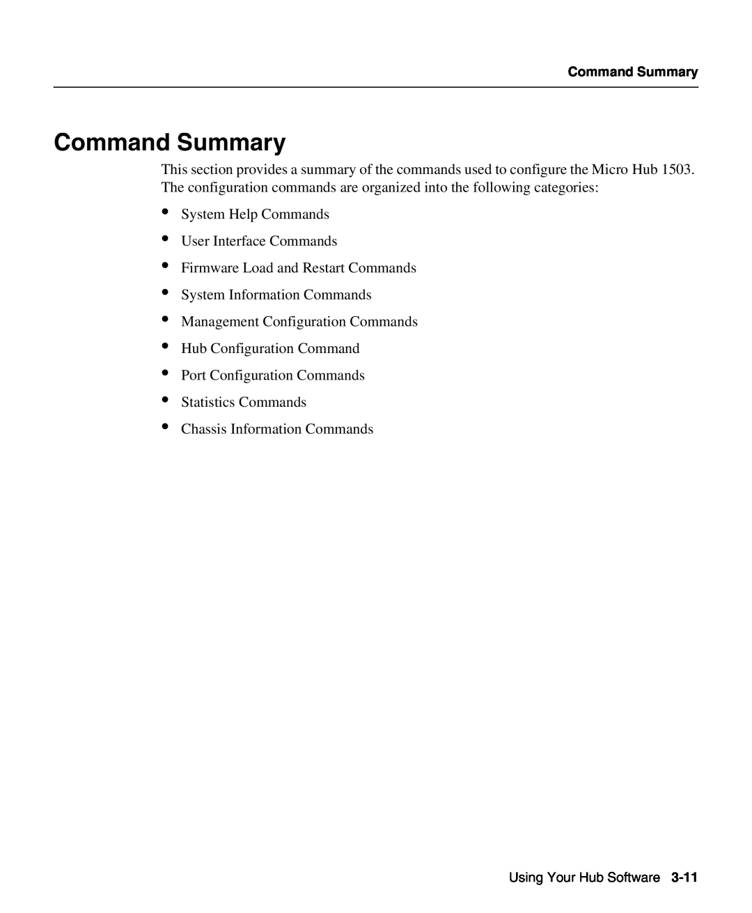 Cisco Systems 1503 manual Command Summary 