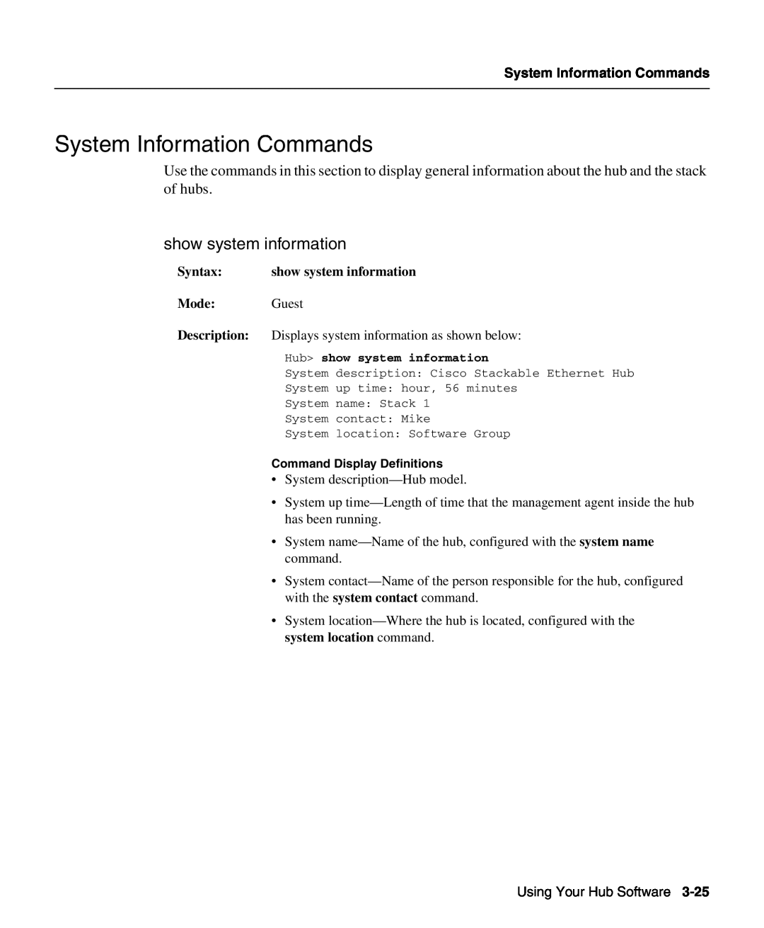 Cisco Systems 1503 manual System Information Commands, show system information 