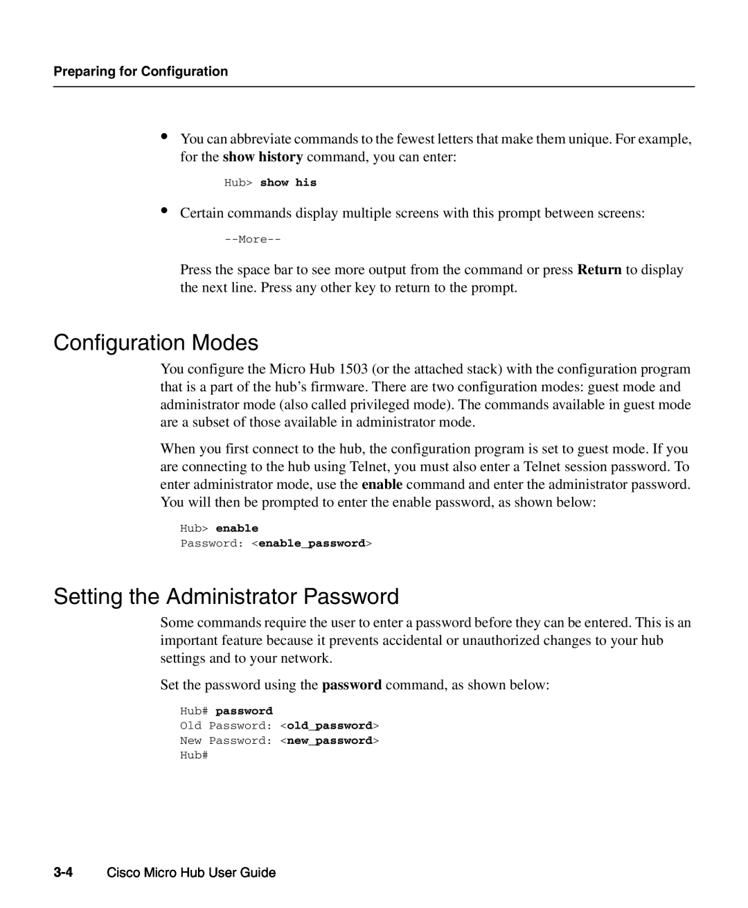 Cisco Systems 1503 manual Configuration Modes, Setting the Administrator Password 