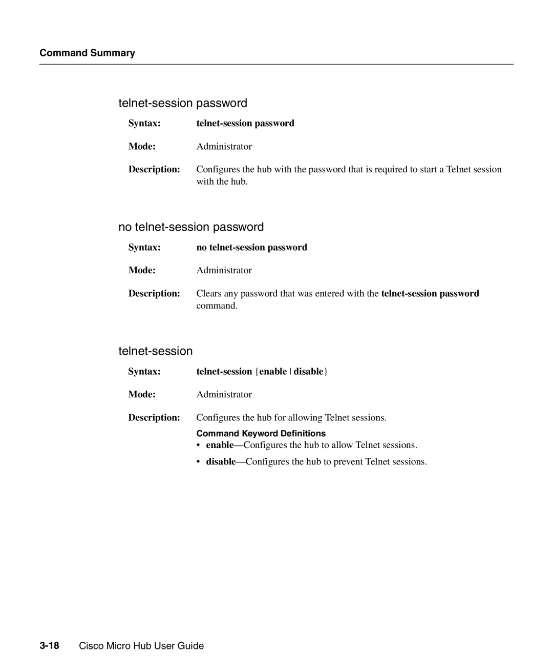 Cisco Systems 1503 manual Telnet-session password, No telnet-session password 