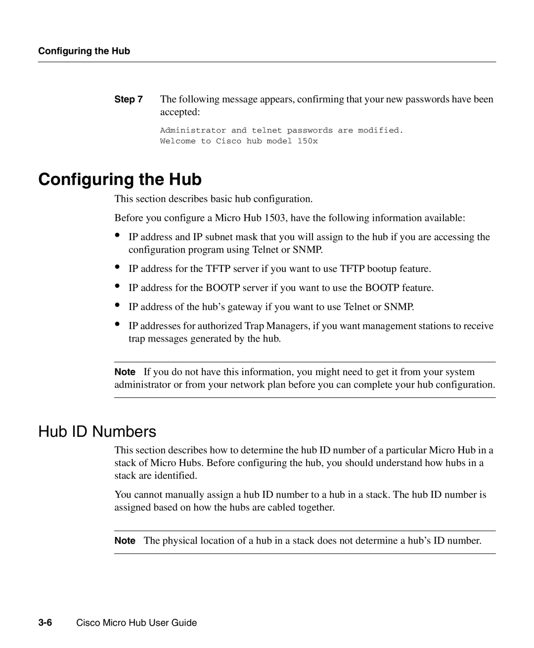 Cisco Systems 1503 manual Configuring the Hub, Hub ID Numbers 