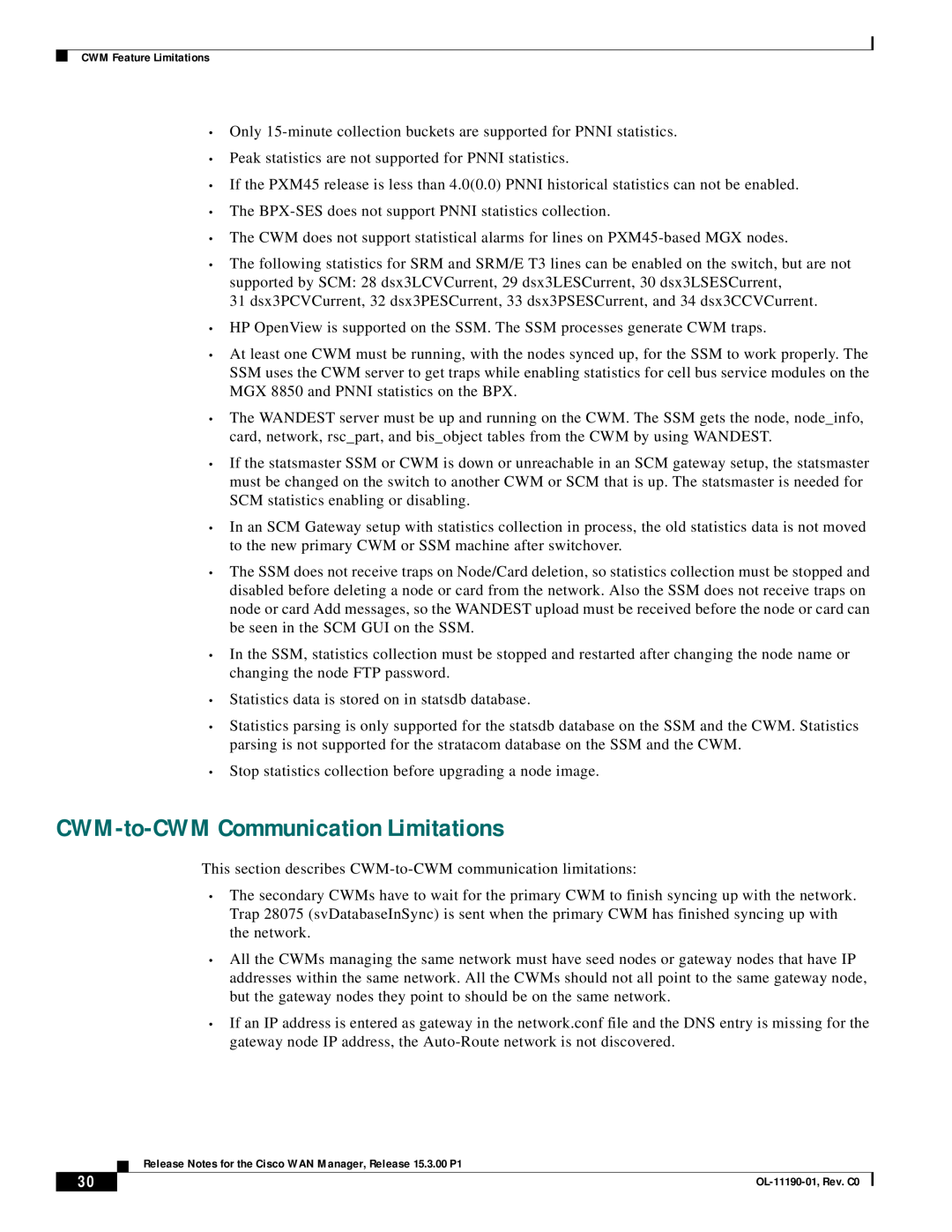 Cisco Systems 15.3.00P1 manual CWM-to-CWM Communication Limitations 