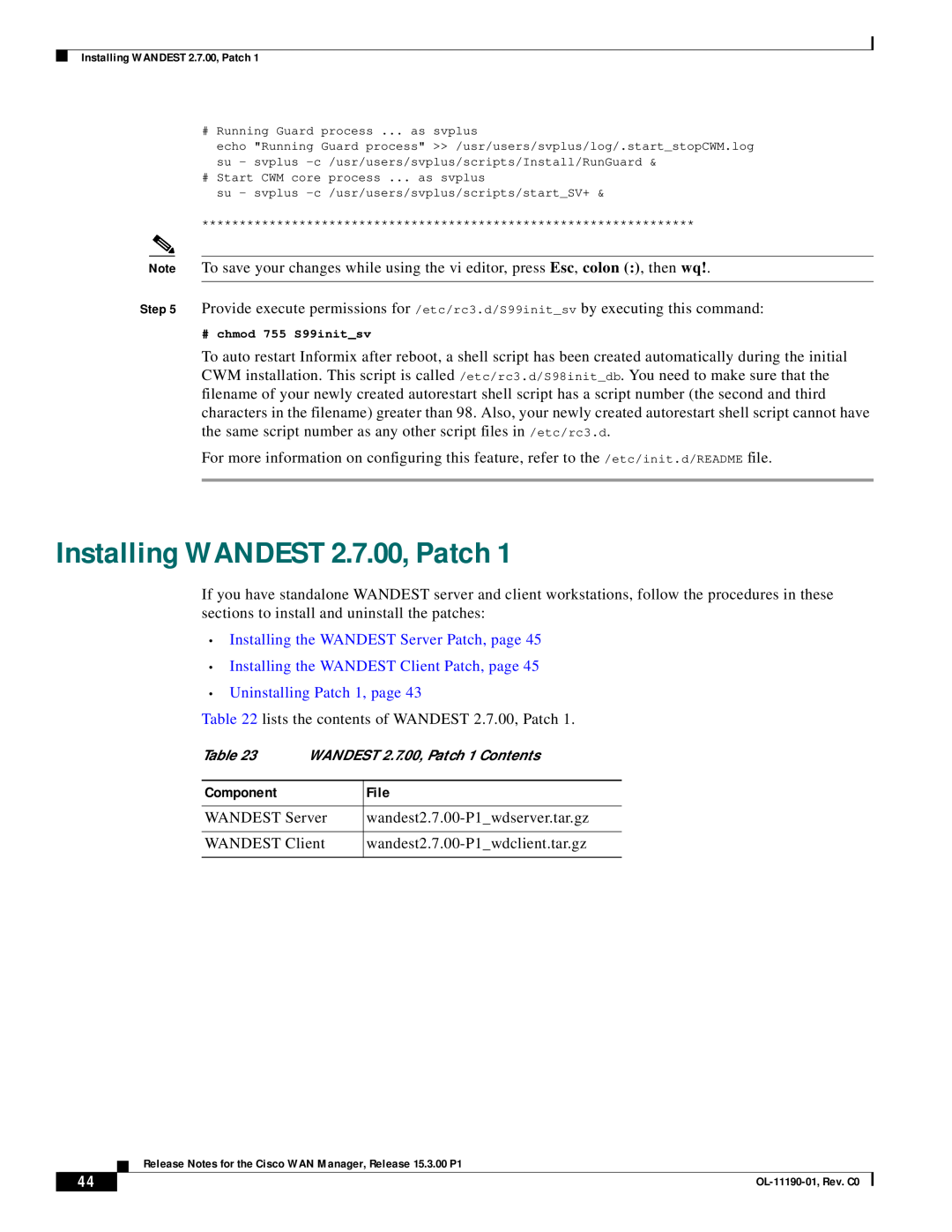 Cisco Systems 15.3.00P1 manual Installing WANDEST 2.7.00, Patch, Installing the WANDEST Server Patch, page 