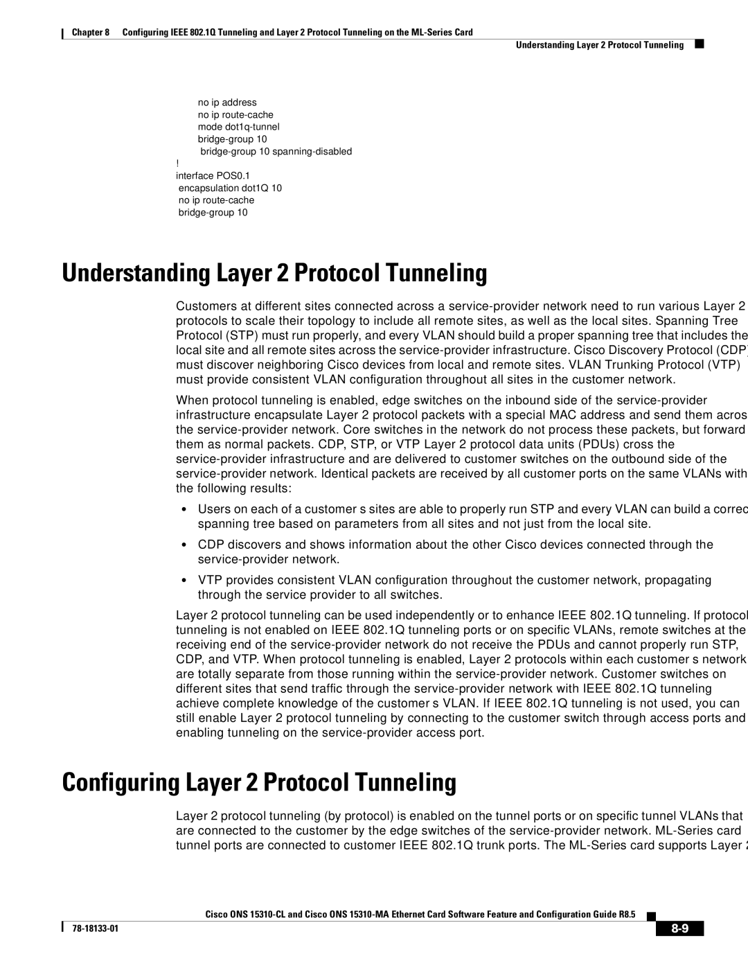 Cisco Systems 15310-CL, 15310-MA manual Understanding Layer 2 Protocol Tunneling, Configuring Layer 2 Protocol Tunneling 