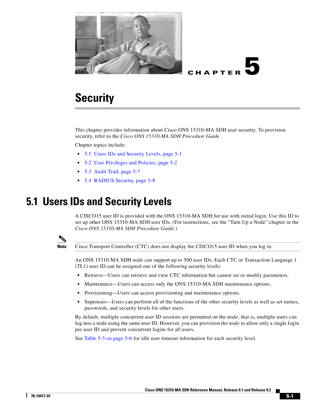 Cisco Systems 15310-MA manual Users IDs and Security Levels 